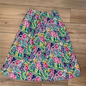Vintage 100% Cotton Koret Green, Pink, and Purple A-Line Floral Print Skirt